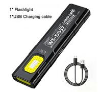 Whychstore LED Flashlight 550Lm Portable Flood Beam Worklight with 5 Modes, USB-C Rechargeable EDC Torch with Magnetic Base and Clip, Black