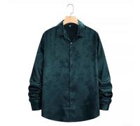 Whychstore Men's Silk Satin Long Sleeve Shirt Luxury Business Button Down Formal Dress Shirt Regular Fit Black Green