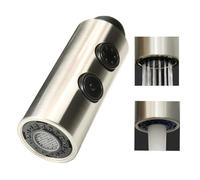 Whychstore Pull Out Kitchen Faucet Spray Head, Dual Spray Modes with Bubble Flow and Powerful Stream, Brushed Plastic G1/2 Replacement Nozzle Compatible with Standard Taps