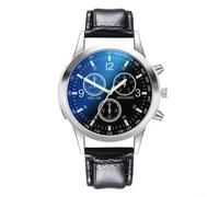 Whychstore Quartz Watch Men Blue Light Glass Three Eye for dial Stainless Steel Strap Business Style(I)