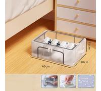 Whychstore Stackable Shoe Storage Bin with Metal Frame and Clear Lid, for Clothes, Shoes, Boots & Sneakers, 40 x 30 x 15 cm, White