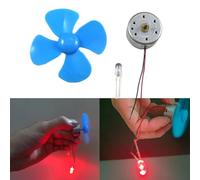 Whychstore Wind Turbine Generator Kit with Motor and Leaf Paddle, DIY Handmade Science Experiment Set for Students, Blue Educational Model for Power Generation Principles