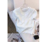 Whychstore Women's Solid Color Short Sleeve for top Soft Breathable for Leisure T Shirt for Summer Beach Yoga Vacation One Size Fits 35-60kg