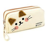 WHYCNJL 1 Pieza Estuche Escolar Extensible, Estuche de lápices de Gran Capacidad, Bolsa de lápices Escolar 3 Compartimentos, Papelería, Organizador de Maquillaje, Regalos para Niñas (Kawaii Cat)