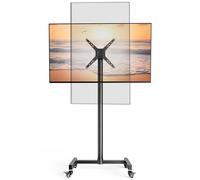 WHYFONE Mobile TV Stand on Wheels for 17-50 Inch TVs & Monitors, 180° Landscape to Portrait, Height Adjustable Portable Rolling TV Stand Max VESA 300x300mm up to 30kg
