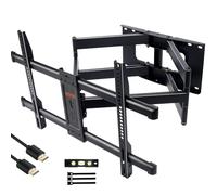 WHYFONE TV Wall Bracket Mount for 50-90 Inch TVs, Long Reach TV Wall Bracket with 765mm Articulating Dual Arms, Heavy Duty Full Motion TV Wall Mount up to 75KG, Max VESA 600x400mm, HDMI Cable Included