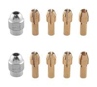 WHYHKJ Rotating Drill Nut Tool Kit for Electric Grinder Chuck Set (2PCS Silver Copper Nuts + 8PCS Copper Chuck Inserts)