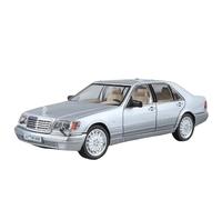 WHYMIRRJ Diecast 1:24 For Benz W140 S320 SEL Alloy Retro Old Car Model Scale Exquisite Metal Vehicle Model Collectors Ornaments Present(Silvery)