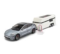 WHYMIRRJ Diecast 1/24 For Tesla Model 3 Alloy Trailer RV Car Model Scale Luxury Metal Vehicle Model Collectors Ornaments Present(Silver)