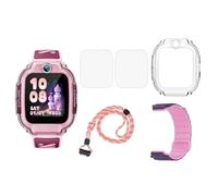 WHYNOTRY 4-in-1 Set Compatible with imoo Watch Phone Protective Case and Screen Protector & Silicone Strap & Lanyard, Protect your Kids watch and accessories (Z3-Pink)