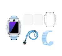 WHYNOTRY Case and Screen Protector for imoo Watch Phone Z7, 4-in-1 Set Compatible, Protective Case and Screen Protector & Silicone Strap & Lanyard, Protect the Watch Combination Set (Z7 Blue)