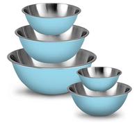 WHYSKO Meal Prep Stainless Steel Mixing Bowls Set, Home, Refrigerator, and Kitchen Food Storage Organizers | Ecofriendly, Reusable, Heavy Duty (Light Blue)