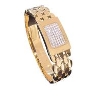 Whyte Twigge Luxury Gold-Plated Bangles, Set with Zircon Inlay, Fashion Statement Bracelets, Multiple Designs (Square watch face)