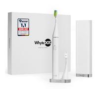 WhyteDOT® Electric Sonic Toothbrush Made of Light Metal with Ceramic Coating | Includes Travel Case, Two Brush Heads and Brush Holder | For Daily Effective and Gentle Teeth Cleaning | White