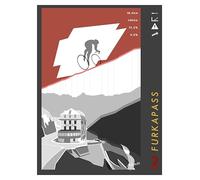 WHYTHERE Furka Pass Poster without Frame 30 cm x 40 cm - Vintage Cycling Decoration