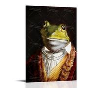 WHYUOH Vintage Poster Frog Renaissance Painting Poster Canvas Wall Art Home Decor Painting Decorative Posters for Living Room Bedroom 12x18inch(30x45cm) Frame-style