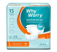 WhyWorry Adult Nappies for Women and Men, Disposable Adult Diapers for Incontinence with Overnight Absorbency, Odor Control, Unisex, Large, 15 Count