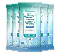 WhyWorry Body Wipes for Adults No Shower, Fresh Scent, 20x30 cm, 50 Count