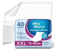 WhyWorry Disposable Incontinence Bed Pads for Adults, 76 x 90 cm, 80 Count