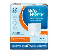 WhyWorry Incontinence Pants for Women and Men, Disposable Adult Pull Ups with Overnight Absorbency, Odor Control, Unisex, Large, 26 Count