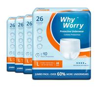 WhyWorry Incontinence Pants for Women and Men, Disposable Adult Pull Ups with Overnight Absorbency, Odor Control, Unisex, Large, 104 Count (4 Packs of 26)