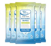 WhyWorry Ultra Thick Body Wipes for Adults No Shower, Shower Wipes with Aloe for Women, Men & Elderly, Extra Large Bed Bath Cloths for Cleansing, Camping, Gym & Travel, Unscented, 20x30 cm, 50 Count
