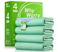 WhyWorry Washable Incontinence Bed Sheets for Adults | 86 x 91 cm | for Single Bed | Waterproof Bed Wetting Mats | Reusable Bed Protectors | Pee Pads | Green | Pack of 4