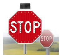 WHYYDSS 24'' 30'' Stop Sign, Aluminum Octagon Road Signs Traffic Signs, Solar Power Stop Flashing Traffic Signs, Durable & Waterproof, Day/Night Visibility 80cm(32in)