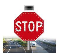 WHYYDSS 24/32 inch Stop Sign, Solar Powered LED Flashing Stop Sign, Aluminum Octagon Road Signs Traffic LED Blinking Street, Lighted Illumanated Led Light Traffic Road Signs 60cm(24in)