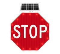 WHYYDSS Stop Sign 24/32 inch, Aresign Solar Powered LED Flashing Stop Sign, Aluminum Octagon Road Warning Traffic Street Signs, Blinking Solar Powered Stop Sign 80cm(32in)