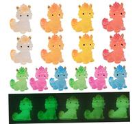 Whyzsjnclg 14Pcs Mini Dinosaur Figures, Chinese Mythical Creature Mini Glow in the Dark Resin Animals for Fairy Garden Decor, Desktop, Shelf DIY Ornaments (7 Colors) for Daily Use