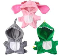 Whyzsjnclg 18 Inch Doll Pajamas, 18 inch Doll Clothes 3Pcs Rabbit, Wolf & Dinosaur Clothes with Tail Hooded Full Body American DIY Decorative Stuffed Animal, for Daily Use