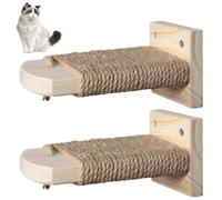 Whyzsjnclg 2Pcs Cat Wall Steps Wooden Cat Wall Shelves for Jumping Playing Lounging, with Jute Rope Covered Space Saving Kittens Furniture