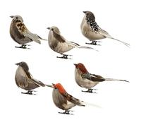 Whyzsjnclg 6 Pcs Bright Color Artificial Birds, Simulation Foam Bird Figurines with Clip, Decorative Clip On Bird Ornaments for Garden Tree Decoration