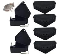 Whyzsjnclg 6Pcs Mouse Bait Station Triangular 5x4 Inch for Indoor Home Restaurant Hotel, Black PP Mouse Traps Rodent Bait Station with 2 Keys