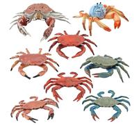 Whyzsjnclg 8Pcs Crab Figurine Assorted Artificial & Realistic Crab Toy Sturdy PVC Sea Animal Figurines Interactive Educational Toys for Kids, Sea Animal Figurines