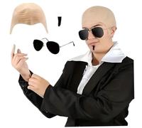 Whyzsjnclg Bald Cap, Bald Cap, 3Pcs/Set Cosplay Accessories with Silicone & Sunglasses & Black Soul Patch, Fun Halloween Props for Costume Party, Music-Themed, For Men