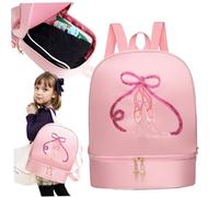 Whyzsjnclg Ballet Bags, Dance Backpack, Large Capacity Ballet Bags with Separate Shoe Compartment, Portable Ballerina Bag with Top handle and Strap, Zippered Dance Bag for Girls 3-12, Ballerina Bag