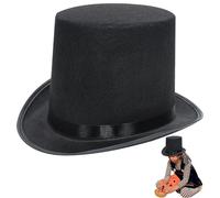 Whyzsjnclg Black Top Hat, Kids Top Hat 4" Tall Black Felt Cloth Magician Funny for Magician Costume for Halloween, Show, Cosplay