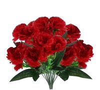 Whyzsjnclg Carnation Flowers, Carnations Artificial Flowers 15'' 4 Bouquets Carnations with 7 Stem 10 Flower Head Realistic No Fade Silk with Bentable Branch, Silk