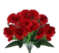 Whyzsjnclg Carnation Flowers, Carnations Artificial Flowers 15'' 4 Bouquets Fake Carnations with 7 Stem 10 Flower for Wedding Party Decor Red