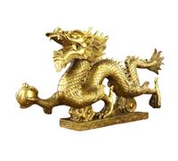 Whyzsjnclg Chinese Dragon Statue Desk Ornaments Brass Chinese Dragon Figurine Golden Chinese Zodiac Dragon Ornaments for 2024 Chinese New Year Decorations Home Office Decor Chinese Dragon Figurine
