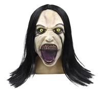 Whyzsjnclg Demon Mask, Halloween Mask Crying Woman Horror Zombie with Wigs Full Head Scary Evil Creepy Women Ghost Latex for Halloween Masquerade Party Cosplay Props, Scary