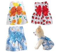 Whyzsjnclg Dog Harness Dress, 3 Pcs Puppy Clothes For Small Dogs Girl Cute Bow Female Small Pet Harness Dress Breathable for Cat, Rabbit