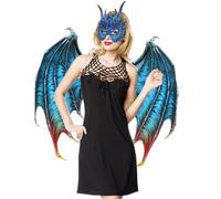 Whyzsjnclg Dragon Mask, Dragon Costume Mask with Horn & Wing Set, PU Foam Halloween Costumes Unisex One Size Halloween Cosplay Set for Adult, Owl Costume