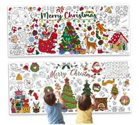 Whyzsjnclg Giant Coloring Poster, 2Pcs 72x30 Inch Creative Merry Christmas Banner Coloring Tablecloth, for Kids School Classroom Home Party