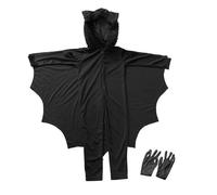 Whyzsjnclg Halloween Bat Costume, Bat Costume for Kids 9-10 Years Old Kids Hooded Breathable Integrated Zipper Halloween Costumes with Gloves for height 51.2-55.1 inch L
