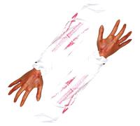 Whyzsjnclg Halloween Hands, 2PCS Halloween Hands 21 Inch Severed Arm with White Cloth Sleeve Scary Realistic Body Parts for Haunted House Party Decor, Style 1, Hand