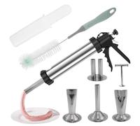 Whyzsjnclg Jerky Gun Kit, Jerky Gun for Ground Meat, Stainless Steel Sausage Stuffer Kit with Nozzles & Cleaning Brushes for DIY Cooking, Meal Prepping for Daily Use