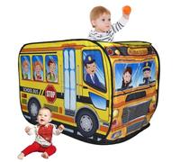 Whyzsjnclg Kids Tent Indoor, Kids Play Tent Pops-Up Vehicle-Shape Play with Door Flip & Top Opening Car Toddler Playhouse with Wire Frame for (School Car)